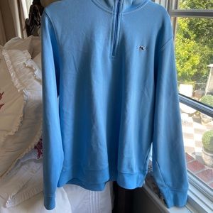 Blue cotton half zip sweater